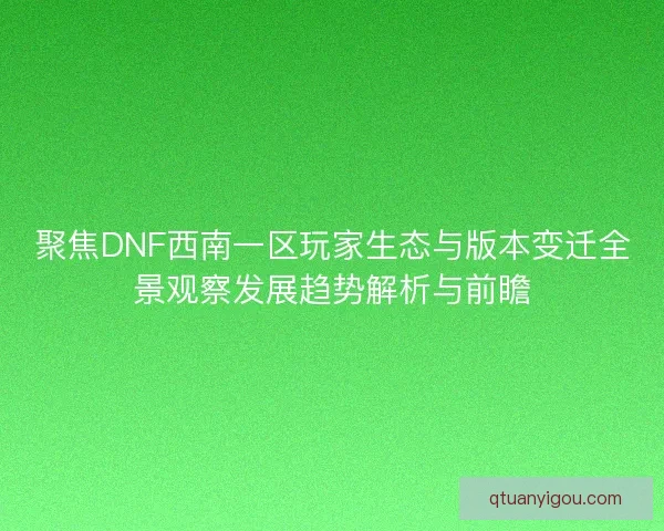 聚焦DNF西南一区玩家生态与版本变迁全景观察发展趋势解析与前瞻 聚焦DNF西南一区玩家生态与版本变迁全景观察发展趋势解析与前瞻