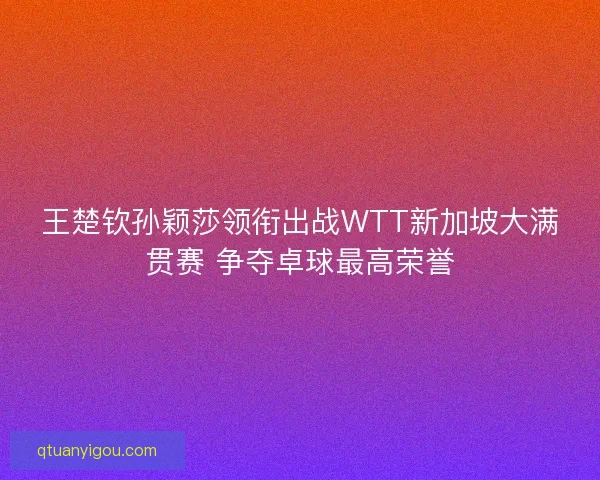 王楚钦孙颖莎领衔出战WTT新加坡大满贯赛 争夺卓球最高荣誉 王楚钦孙颖莎领衔出战WTT新加坡大满贯赛 争夺卓球最高荣誉