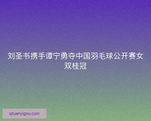 刘圣书携手谭宁勇夺中国羽毛球公开赛女双桂冠