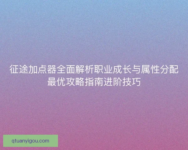 征途加点器全面解析职业成长与属性分配最优攻略指南进阶技巧