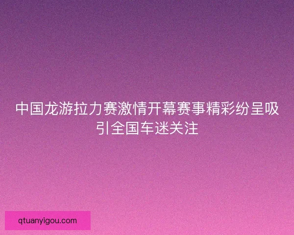 中国龙游拉力赛激情开幕赛事精彩纷呈吸引全国车迷关注