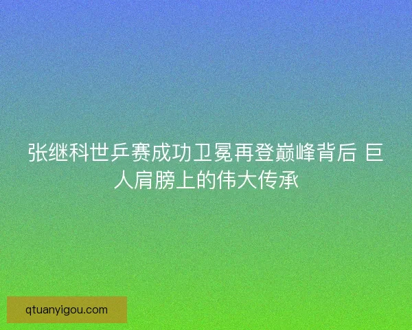 张继科世乒赛成功卫冕再登巅峰背后 巨人肩膀上的伟大传承